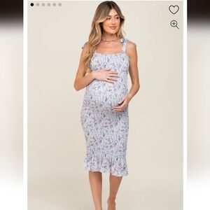 Pinkblush Light Blue Smocked Maternity Dress in size Large